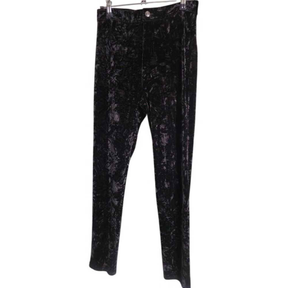 Scoop Black Crushed Velvet Pants Size 4 Slim Fit High Rise Stretchy Cocktail EUC